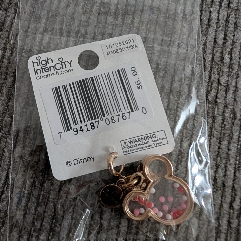 Charm It! Disney Minnie Mouse Ears Gold Tone Bag/Bracelet Charm Beaded New! - Picture 3 of 3